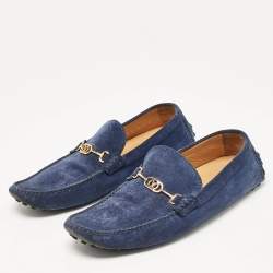 Louis Vuitton Blue Suede Slip On Loafers Size 43.5