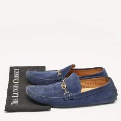 Louis Vuitton Blue Suede Slip On Loafers Size 43.5