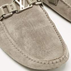 Louis Vuitton Grey Suede Hockenheim Loafers Size 43