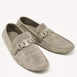 Louis Vuitton Grey Suede Hockenheim Loafers Size 43