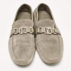 Louis Vuitton Grey Suede Hockenheim Loafers Size 43