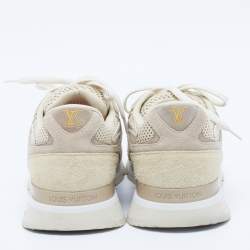 Louis Vuitton Beige Mesh and Suede Run Away Lace Up Sneakers Size 41.5