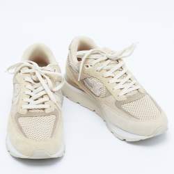 Louis Vuitton Beige Mesh and Suede Run Away Lace Up Sneakers Size 41.5