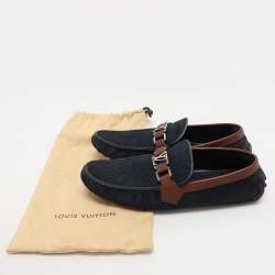 Louis Vuitton Navy Blue/Brown Denim and Leather Hockenheim Loafers Size 41.5