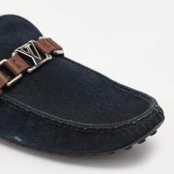 Louis Vuitton Navy Blue/Brown Denim and Leather Hockenheim Loafers Size 41.5