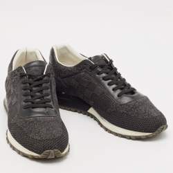 Louis Vuitton Black/Grey Fabric and Leather Run Away Low Top Sneakers Size 43
