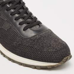 Louis Vuitton Black/Grey Fabric and Leather Run Away Low Top Sneakers Size 43