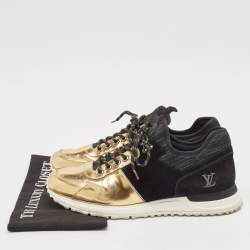 Louis Vuitton Black/Gold Suede And Leather Run Away Sneakers Size 41.5