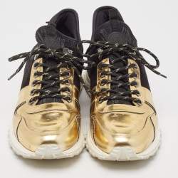 Louis Vuitton Black/Gold Suede And Leather Run Away Sneakers Size 41.5