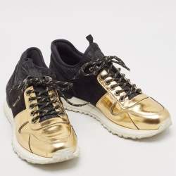 Louis Vuitton Black/Gold Suede And Leather Run Away Sneakers Size 41.5