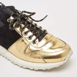 Louis Vuitton Black/Gold Suede And Leather Run Away Sneakers Size 41.5