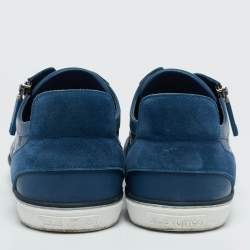 Louis Vuitton Blue Leather and Suede Challenge Lace Up Sneakers Size 43