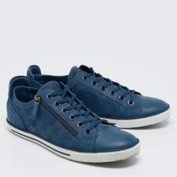 Louis Vuitton Blue Leather and Suede Challenge Lace Up Sneakers Size 43