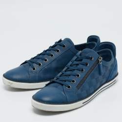 Louis Vuitton Blue Leather and Suede Challenge Lace Up Sneakers Size 43