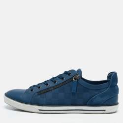 Louis Vuitton Blue Leather and Suede Challenge Lace Up Sneakers Size 43