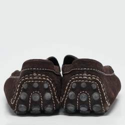 Louis Vuitton Dark Brown Textured Nubuck Leather Bow Loafers Size 41