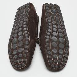 Louis Vuitton Dark Brown Textured Nubuck Leather Bow Loafers Size 41