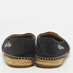Louis Vuitton Navy Blue Suede Slip On Espadrille Flats Size 41.5