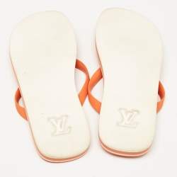 Louis Vuitton Orange Rubber Flip Flops Size 41.5