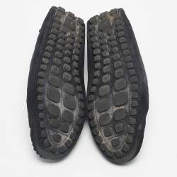 Louis Vuitton Dark Tricolor Suede And Leather Logo Bow Slip On Loafers Size 43
