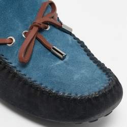 Louis Vuitton Dark Tricolor Suede And Leather Logo Bow Slip On Loafers Size 43