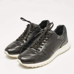 Louis Vuitton Black Leather and Monogram Canvas Run Away Sneakers Size 41.5