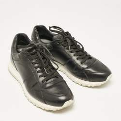 Louis Vuitton Black Leather and Monogram Canvas Run Away Sneakers Size 41.5