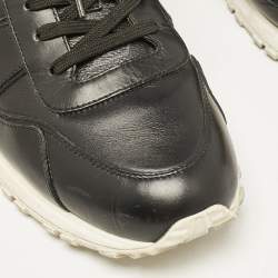 Louis Vuitton Black Leather and Monogram Canvas Run Away Sneakers Size 41.5