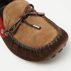 Louis Vuitton Tricolor Leather Hockenheim Slip on Loafers Size 42.5