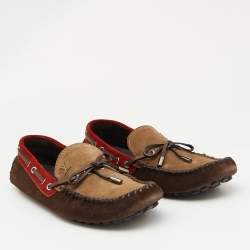 Louis Vuitton Tricolor Leather Hockenheim Slip on Loafers Size 42.5