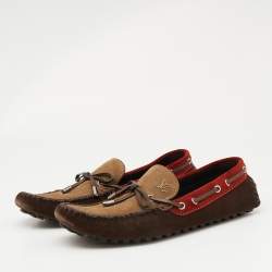 Louis Vuitton Tricolor Leather Hockenheim Slip on Loafers Size 42.5