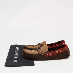 Louis Vuitton Tricolor Leather Hockenheim Slip on Loafers Size 42.5