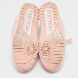 Louis Vuitton White/Pink Monogram Leather LV Trainer Sneakers Size 42 