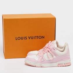 Louis Vuitton White/Pink Monogram Leather LV Trainer Sneakers Size 42 