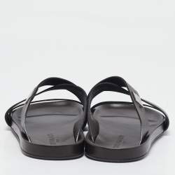Louis Vuitton Dark Brown Leather Pioneer Cross Strap Flat Slides Size 45