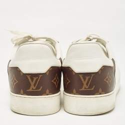 Louis Vuitton White Leather and Monogram Canvas Rivoli Sneakers Size 45