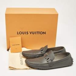 Louis Vuitton Grey Leather Hockenheim Loafers Size 44