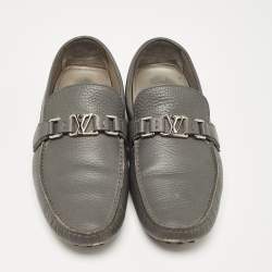 Louis Vuitton Grey Leather Hockenheim Loafers Size 44