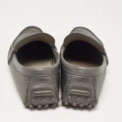 Louis Vuitton Grey Leather Hockenheim Loafers Size 44