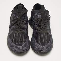 Pre Owned Louis Vuitton Black Knit Fabric Fastlane Lace Up Sneakers Size 39.5