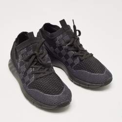 Pre Owned Louis Vuitton Black Knit Fabric Fastlane Lace Up Sneakers Size 39.5