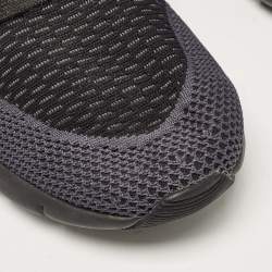 Pre Owned Louis Vuitton Black Knit Fabric Fastlane Lace Up Sneakers Size 39.5