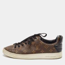 Louis Vuitton Black Monogram Canvas and Leather Frontrow Low Top Sneakers Size 40.5