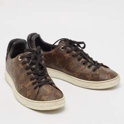 Louis Vuitton Black Monogram Canvas and Leather Frontrow Low Top Sneakers Size 40.5