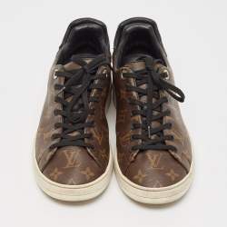 Louis Vuitton Black Monogram Canvas and Leather Frontrow Low Top Sneakers Size 40.5