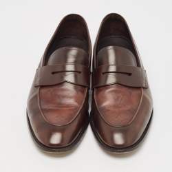 مملوكة مسبقًا Louis Vuitton Brown Monogram Leather Slip On Loafers Size 42