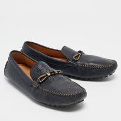 Louis Vuitton Navy Blue Leather Hockenheim Loafers Size 41