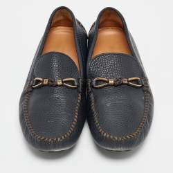 Louis Vuitton Navy Blue Leather Hockenheim Loafers Size 41