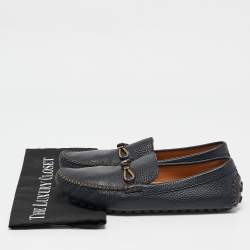 Louis Vuitton Navy Blue Leather Hockenheim Loafers Size 41