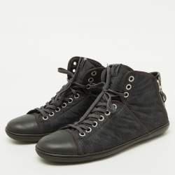 Louis Vuitton Black Damier Graphite Nylon and Leather High Top Sneakers Size 43